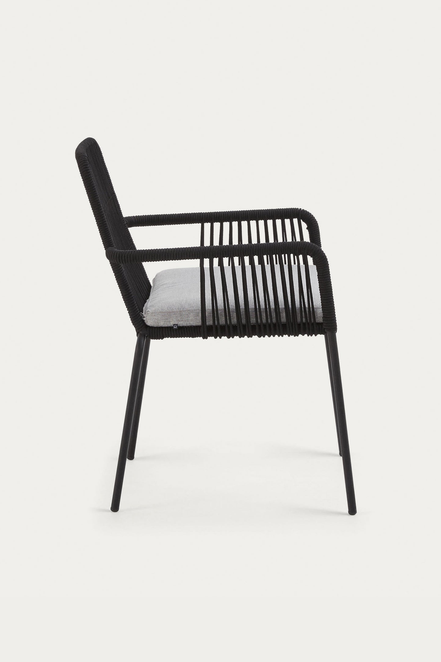 HANNAH STACKABLE CHAIR MADE FROM BLACK CORD AND GALVANISED STEEL LEGS