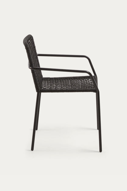 STELLA STACKABLE CHAIR IN BLACK CORD WITH GALVANISED STEEL