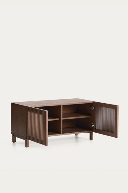 KIRA SHOE RACK IN OAK VENEER AND SOLID OAK WOOD WITH WALNUT FINISH