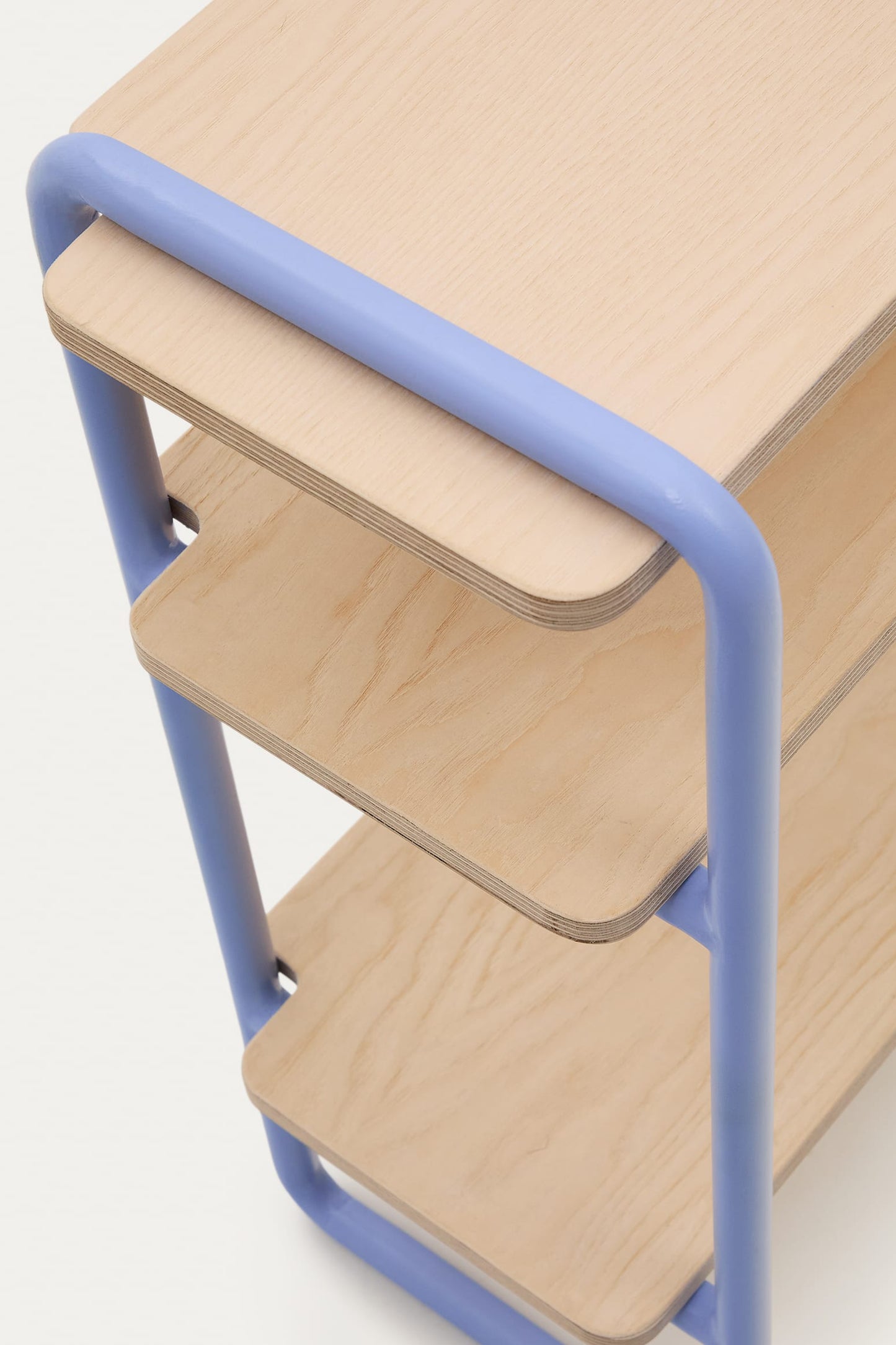 VERA ASH VENEER SHELF WITH A BLUE METAL STRUCTURE