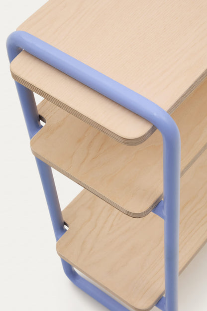 VERA ASH VENEER SHELF WITH A BLUE METAL STRUCTURE
