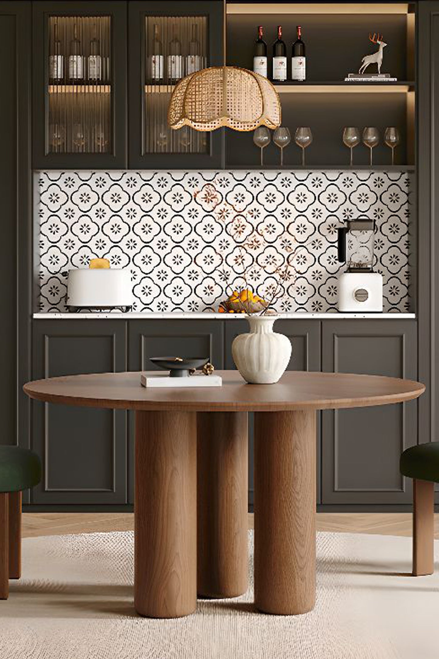 LANA BROWN OAK ROUND DINING TABLE