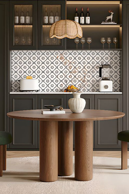 LANA BROWN OAK ROUND DINING TABLE