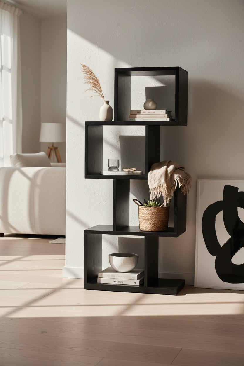 AROBA BLACK SHELVING UNIT