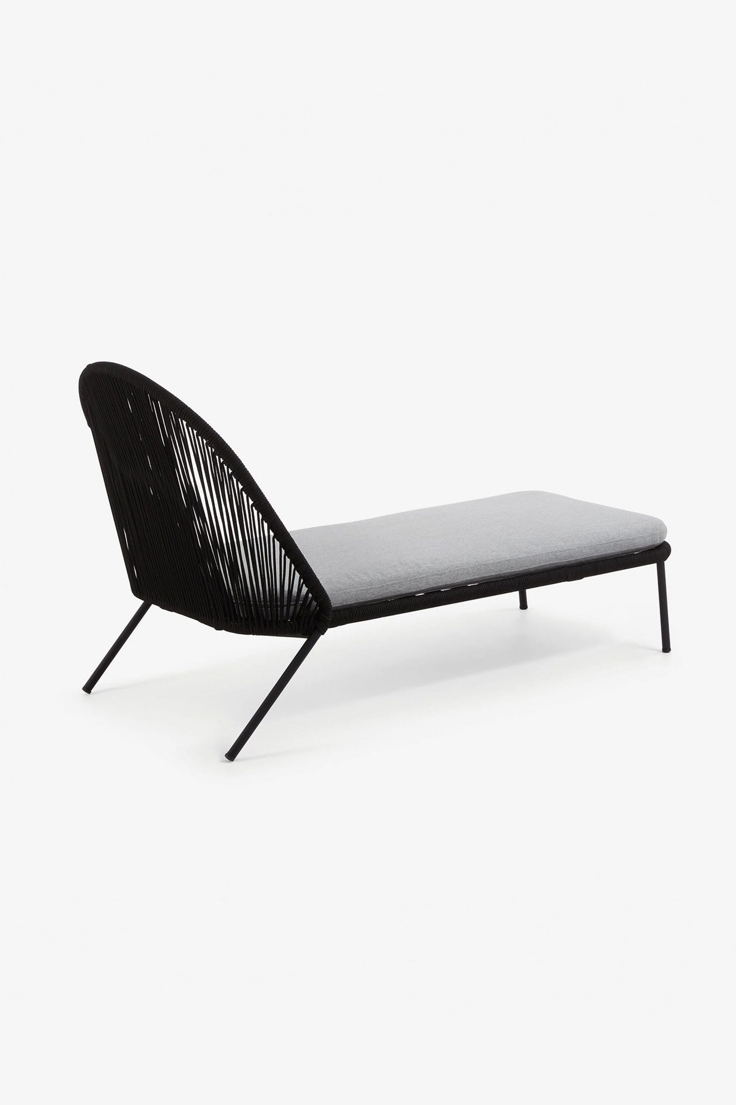 ANYA LOUNGER IN BLACK CORD AND GALVANISED STEEL LEGS