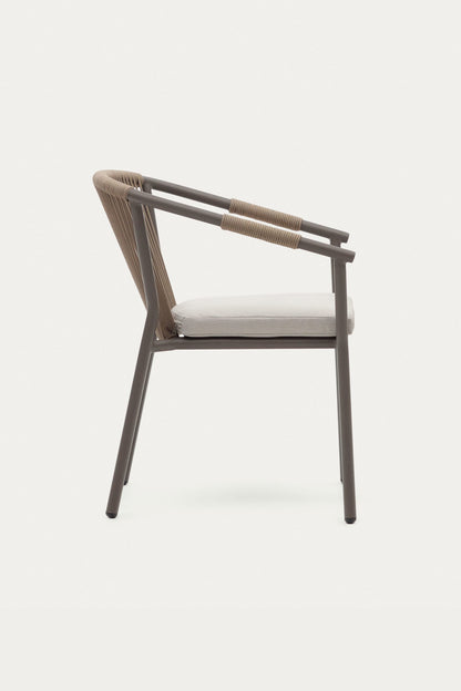 AVERY STACKABLE CHAIR IN METAL AND BROWN CORD