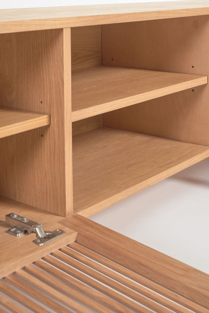 KIRA 2-DOOR TV STAND IN SOLID OAK WOOD AND OAK VENEER