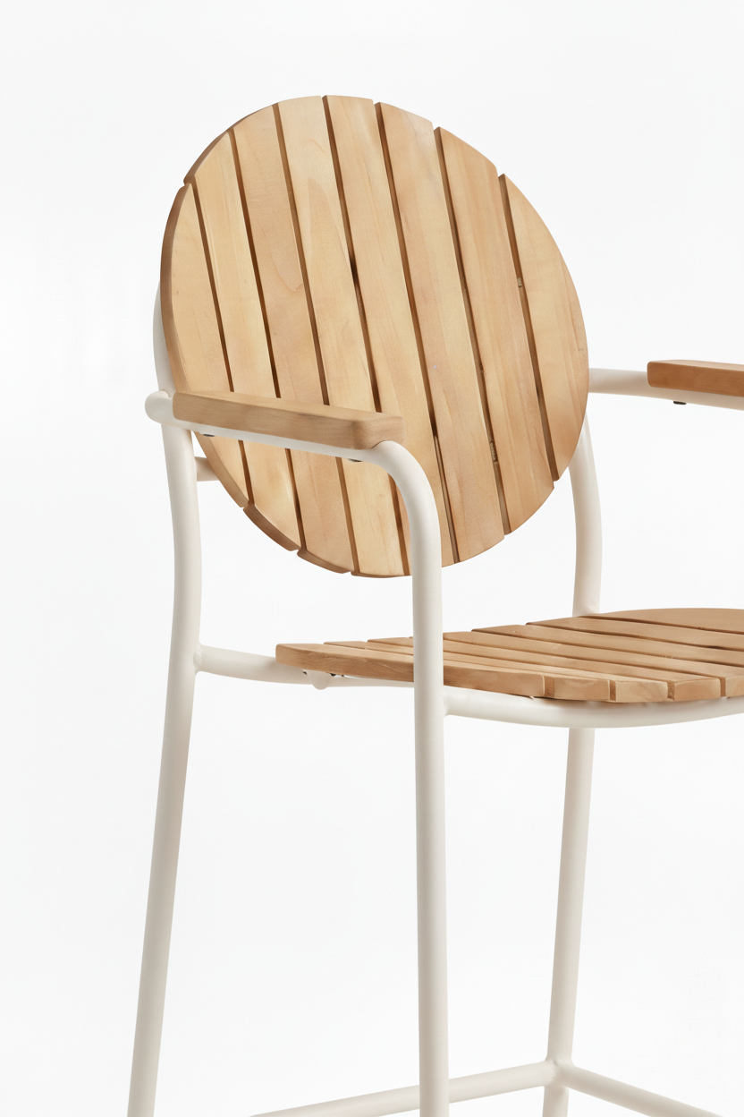 NYLA ALUMINUM AND TEAK STOOL