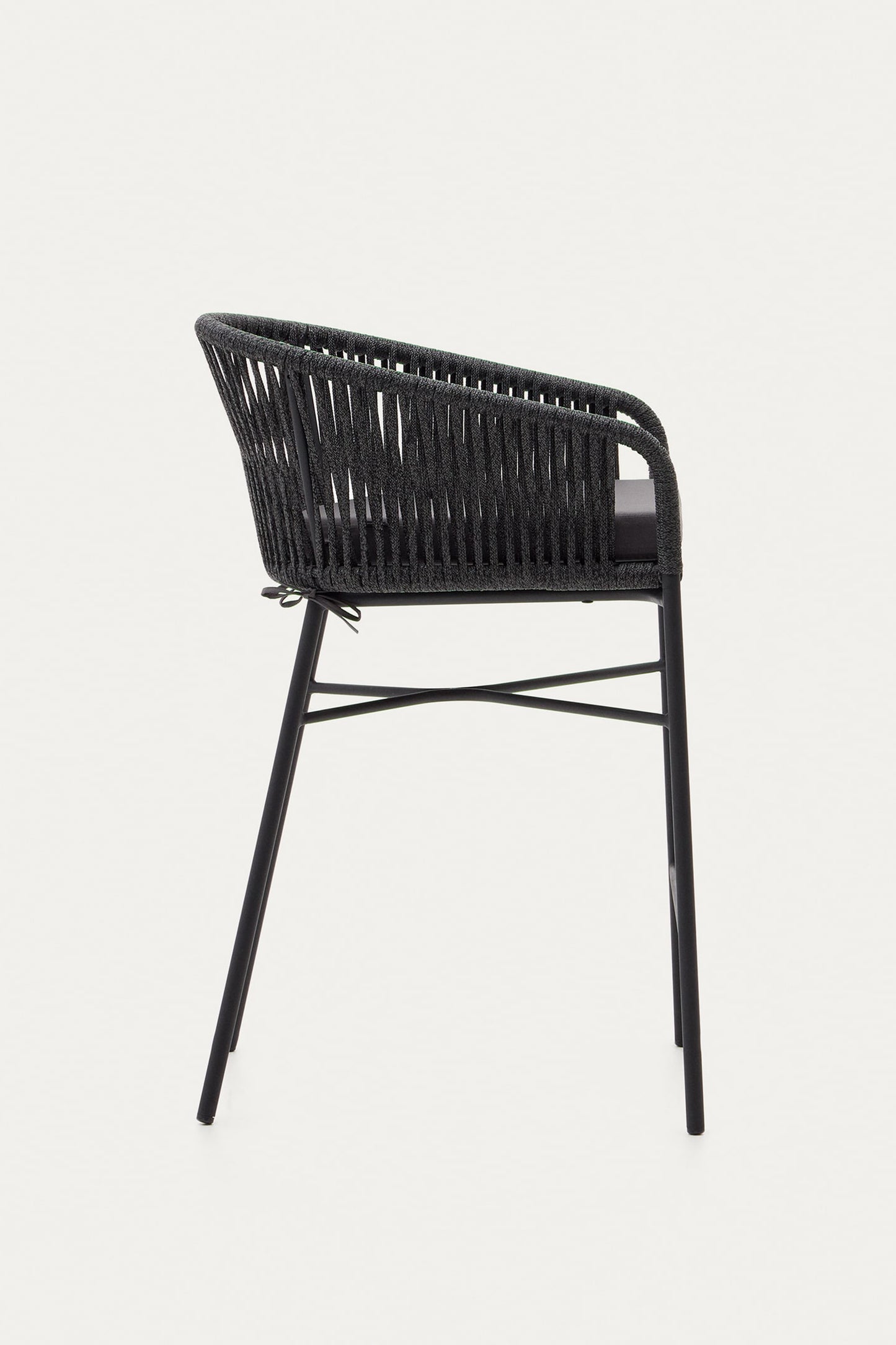 ARIANA BLACK ROPE STOOL WITH GALVANISED STEEL LEGS