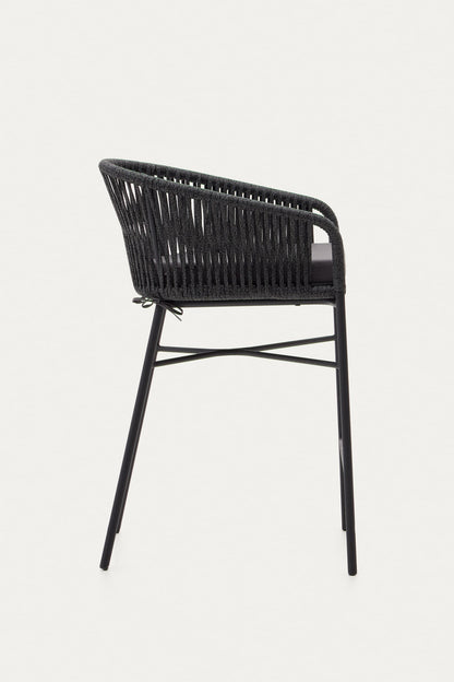 ARIANA BLACK ROPE STOOL WITH GALVANISED STEEL LEGS