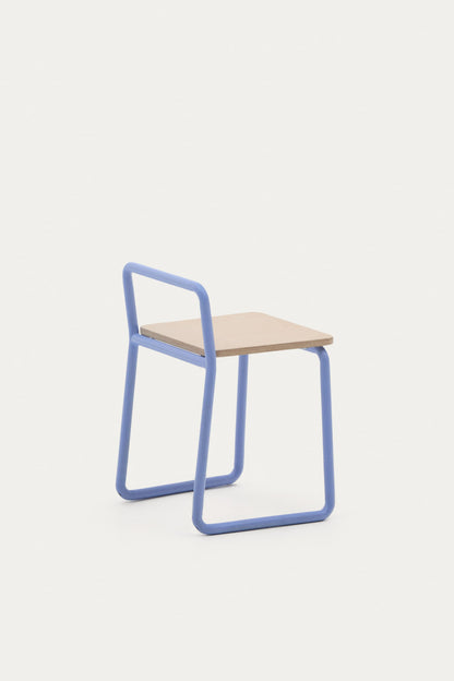 VERA ASH VENEER CHAIR WITH A BLUE METAL STRUCTURE