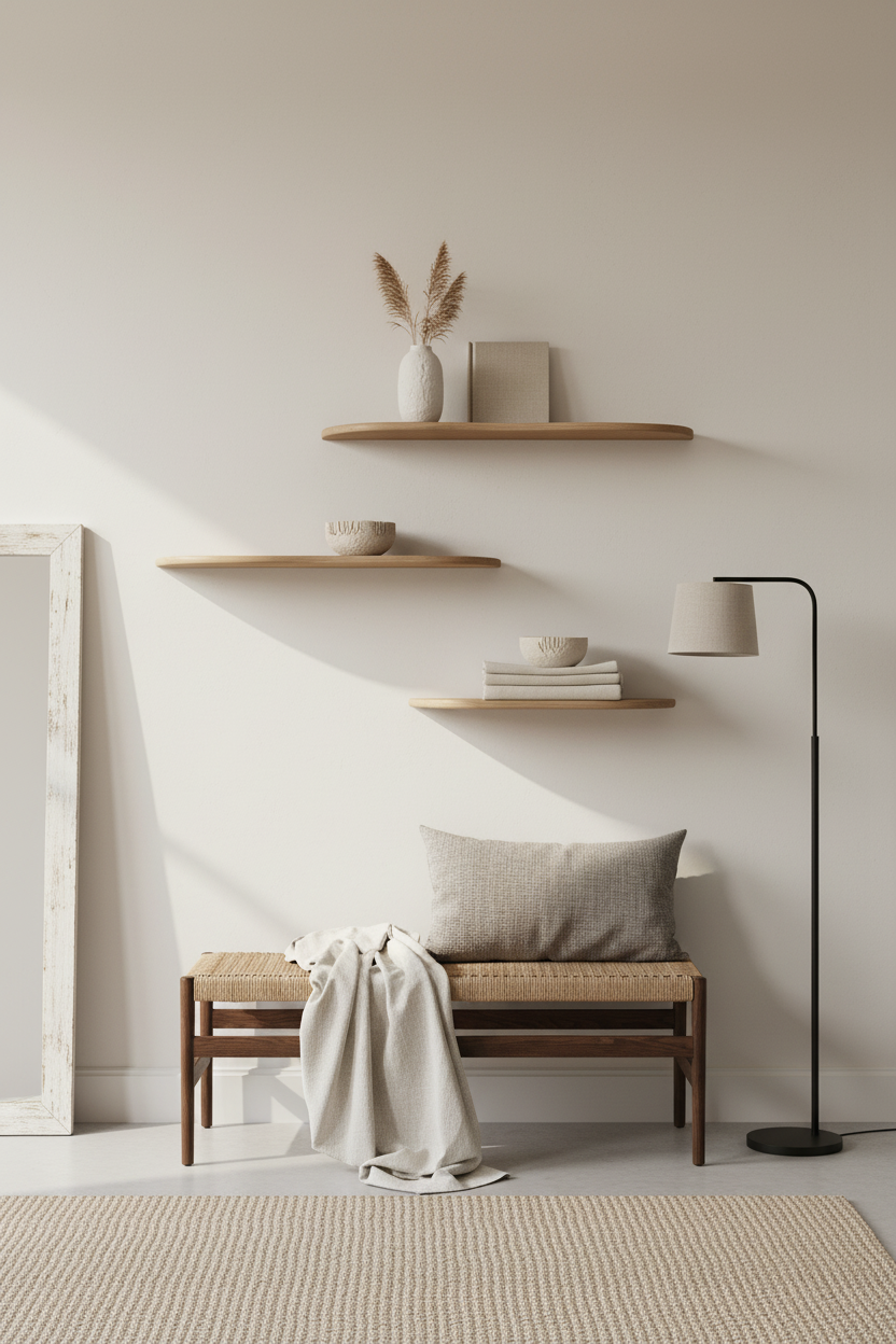 LIGHT BEIGE OAK WOOD SHELF