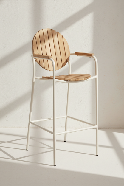 NYLA ALUMINUM AND TEAK STOOL