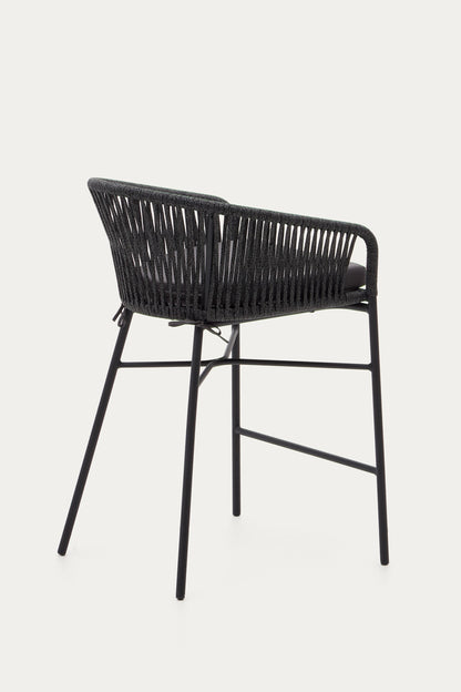 ARIANA BLACK ROPE STOOL WITH GALVANISED STEEL LEGS