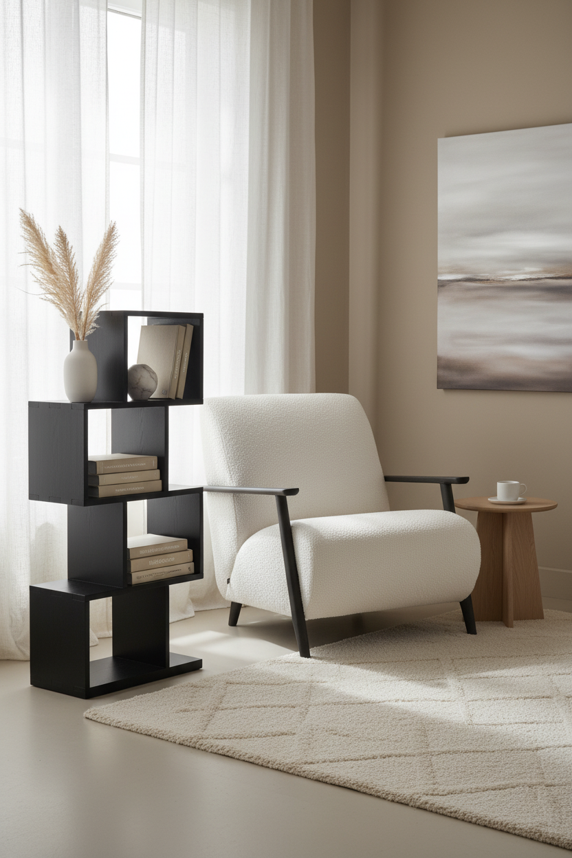 AROBA BLACK SHELVING UNIT