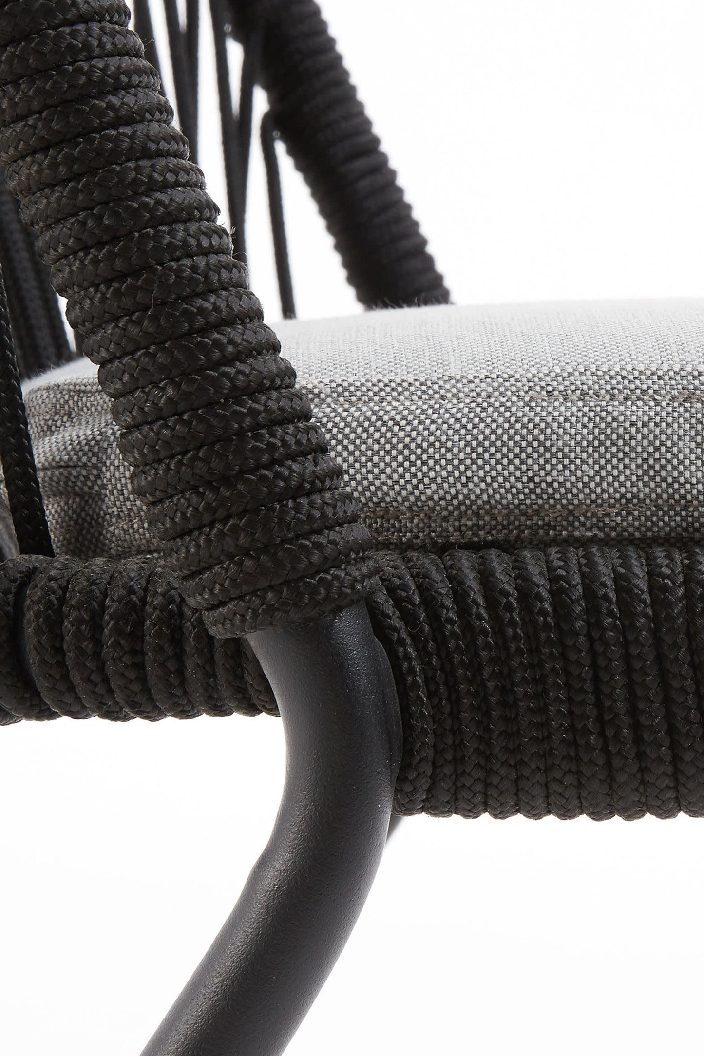 ANYA STACKABLE CHAIR IN BLACK CORD AND GALVANISED STEEL LEGS