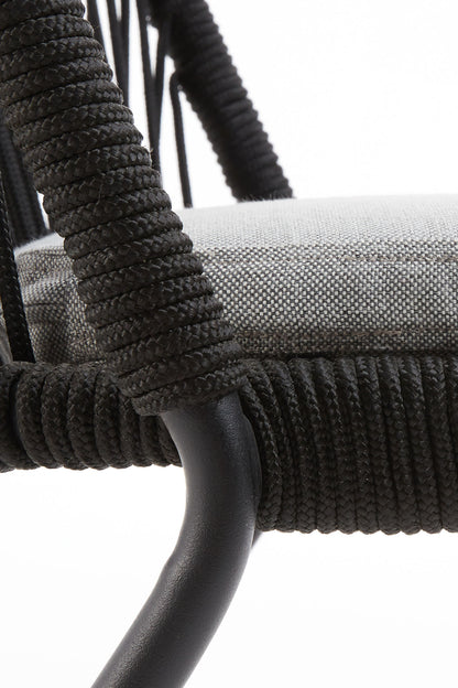 ANYA STACKABLE CHAIR IN BLACK CORD AND GALVANISED STEEL LEGS
