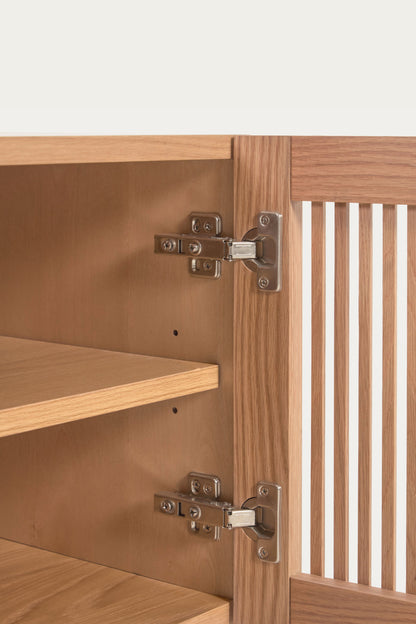 KIRA 2-DOOR SHOE RACK IN SOLID OAK WOOD AND OAK VENEER