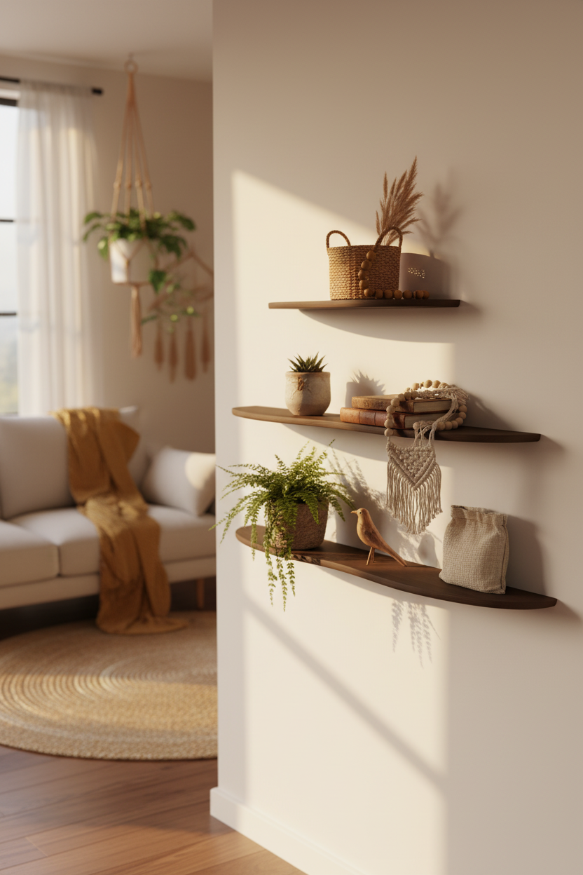 DARK BROWN OAK WOOD SHELF