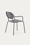GAIA STACKABLE OUTDOOR CHAIR WITH ARMRESTS IN DARK GREY GALVANISED STEEL