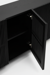 KIRA 4-DOOR SIDEBOARD IN BLACK SOLID OAK WOOD AND OAK VENEER