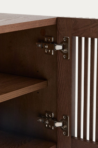 KIRA SHOE RACK IN OAK VENEER AND SOLID OAK WOOD WITH WALNUT FINISH
