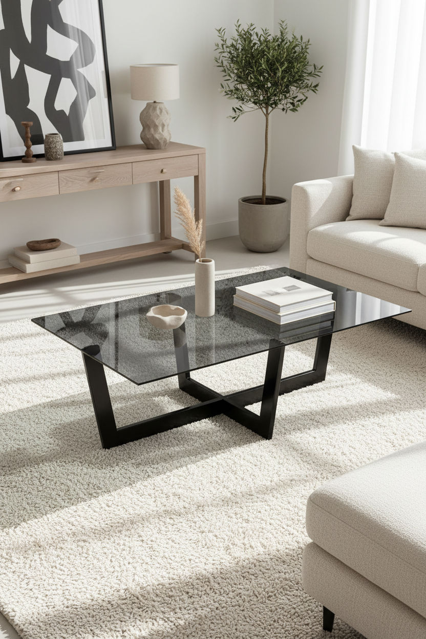 WINNIE BLACK GLASS COFFEE TABLE
