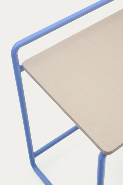 VERA ASH VENEER DESK WITH A BLUE METAL STRUCTURE