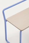 VERA ASH VENEER BENCH WITH A BLUE METAL STRUCTURE