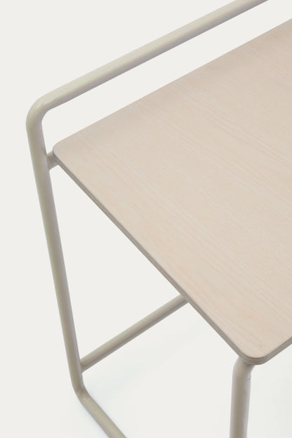 VERA ASH VENEER DESK WITH A BEIGE METAL STRUCTURE