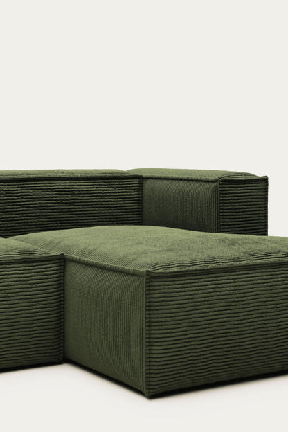 LILY 3 SEATER SOFA WITH RIGHT-HAND CHAISE LONGUE IN GREEN