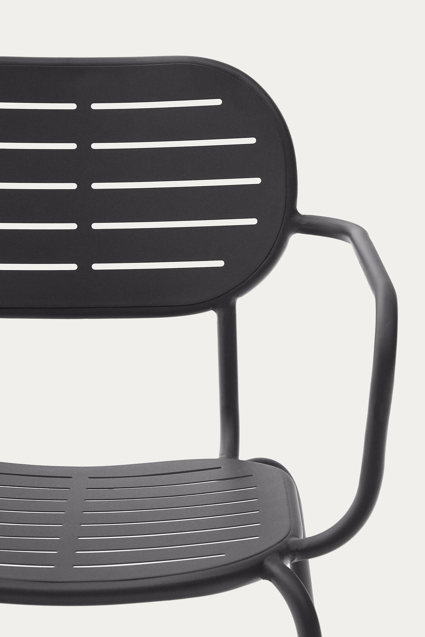 GAIA STACKABLE OUTDOOR CHAIR WITH ARMRESTS IN DARK GREY GALVANISED STEEL