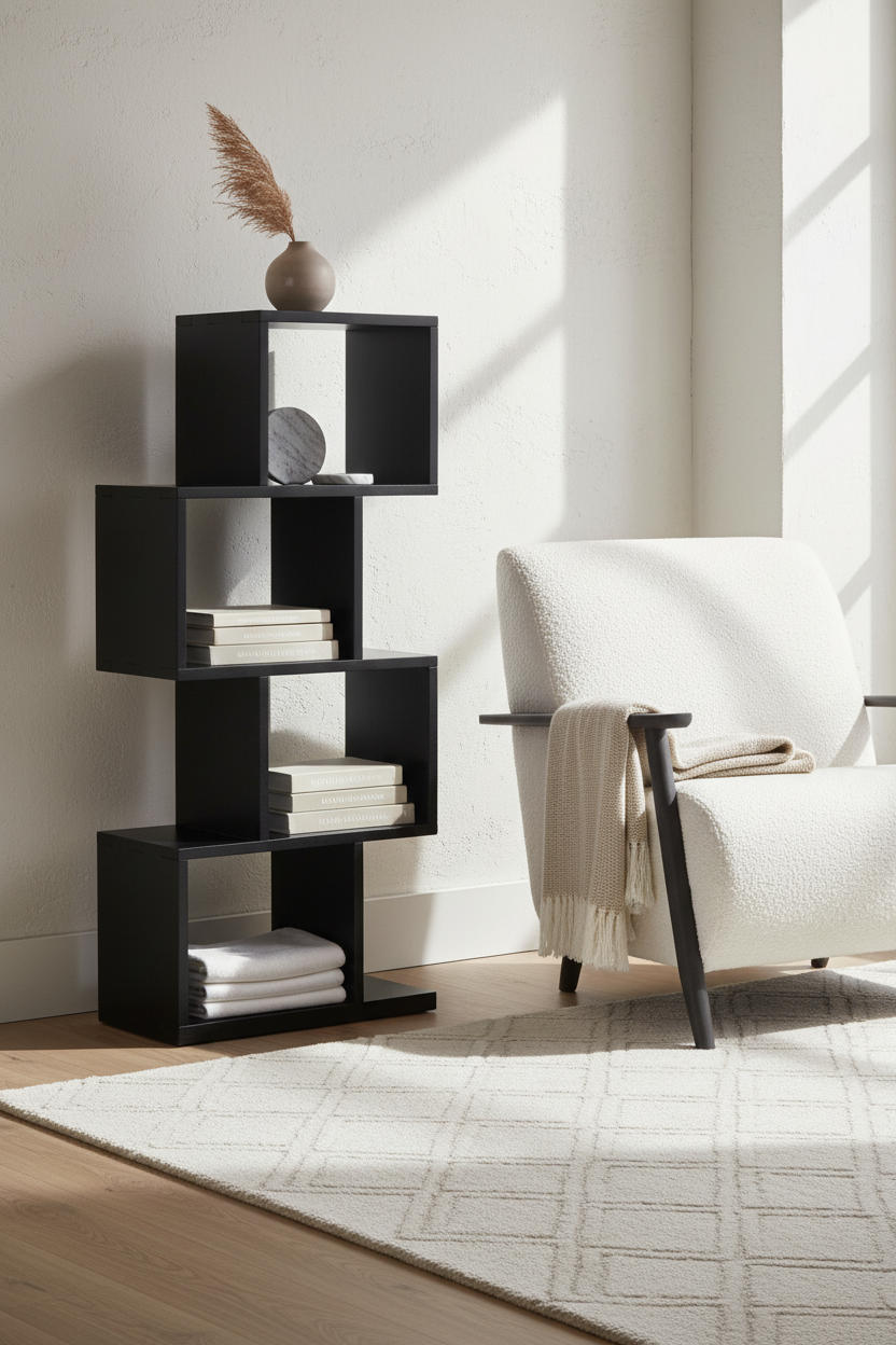 AROBA BLACK SHELVING UNIT