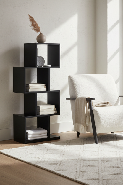 AROBA BLACK SHELVING UNIT