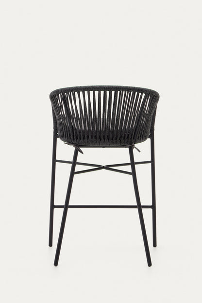 ARIANA BLACK ROPE STOOL WITH GALVANISED STEEL LEGS