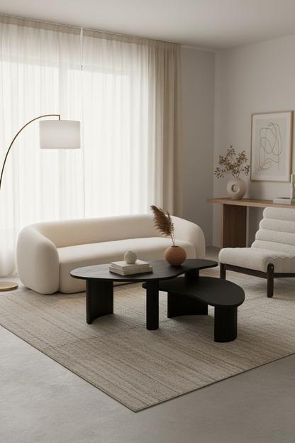 ALAIN NATURAL OAK COFFEE TABLE IN BLACK