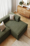 LILY 2 SEATER SOFA WITH RIGHT-HAND CHAISE LONGUE IN GREEN