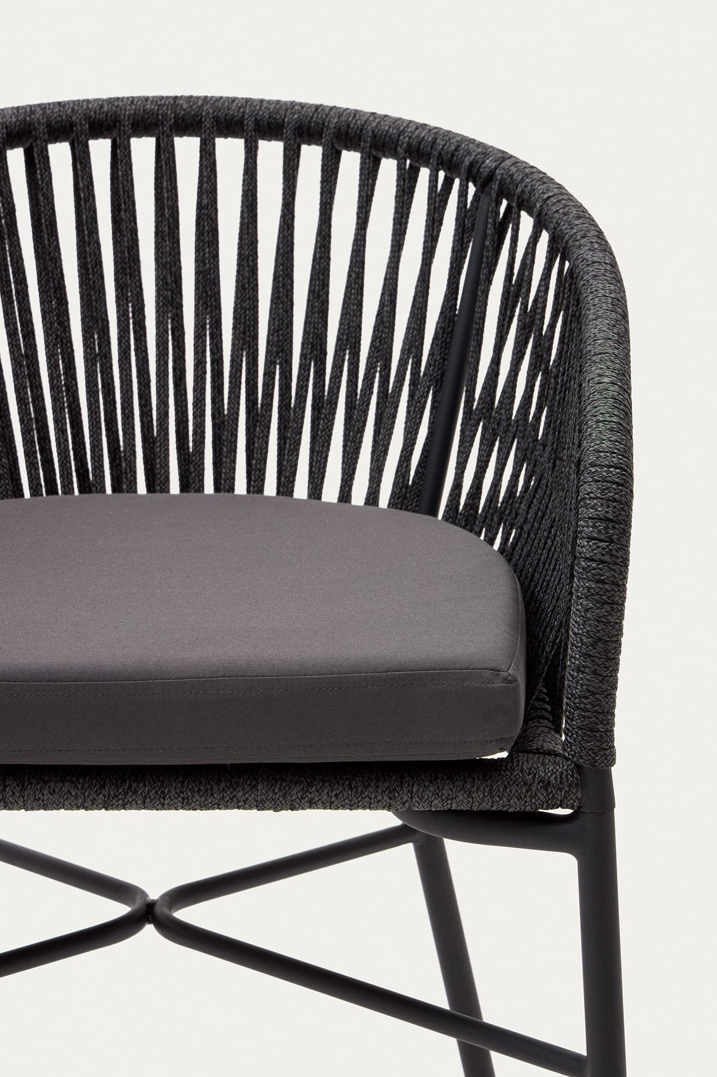 ARIANA BLACK ROPE STOOL WITH GALVANISED STEEL LEGS