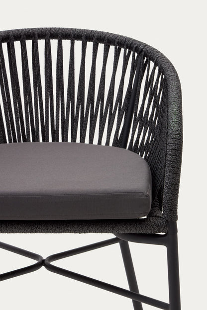 ARIANA BLACK ROPE STOOL WITH GALVANISED STEEL LEGS