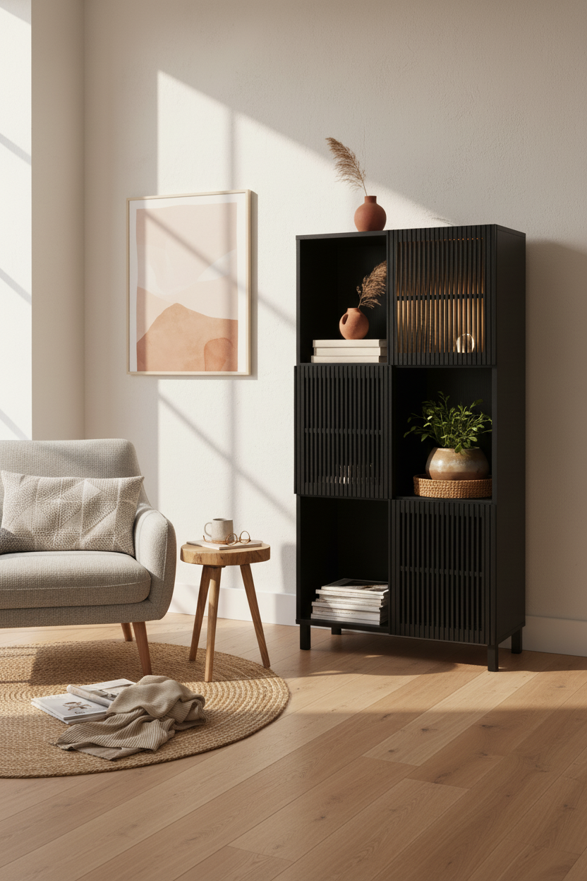 KIRA SHELF UNIT IN SOLID OAK WOOD AND OAK VENEER