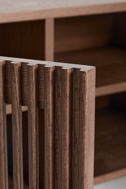 KIRA SHOE RACK IN OAK VENEER AND SOLID OAK WOOD WITH WALNUT FINISH