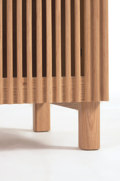 KIRA 2-DOOR SHOE RACK IN SOLID OAK WOOD AND OAK VENEER