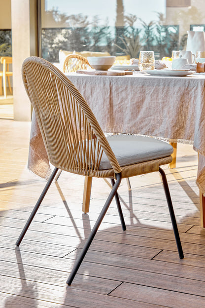 ANYA STACKABLE CHAIR IN BEIGE CORD AND GALVANISED STEEL LEGS