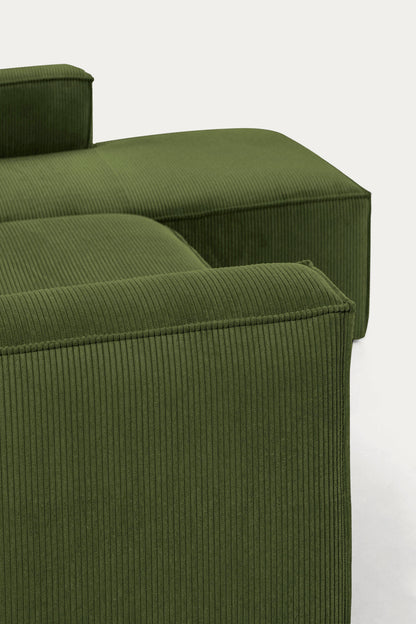 LILY 3 SEATER SOFA WITH RIGHT-HAND CHAISE LONGUE IN GREEN