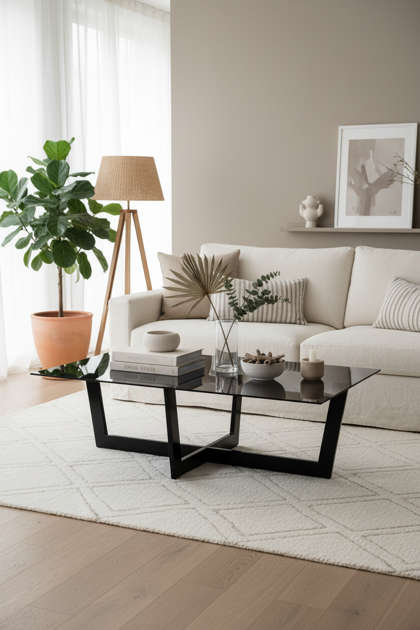 WINNIE BLACK GLASS COFFEE TABLE