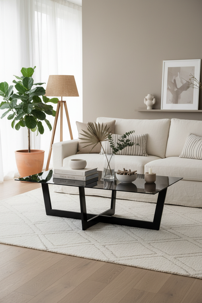 WINNIE BLACK GLASS COFFEE TABLE