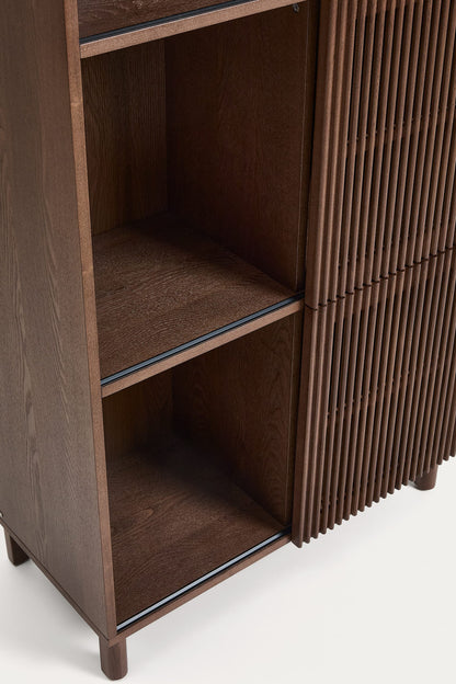 KIRA SHELF UNIT IN OAK VENEER AND SOLID OAK WOOD WITH WALNUT FINISH