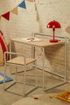 VERA ASH VENEER DESK WITH A BEIGE METAL STRUCTURE