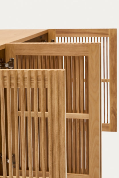 KIRA 4-DOOR SIDEBOARD IN SOLID OAK WOOD AND OAK VENEER