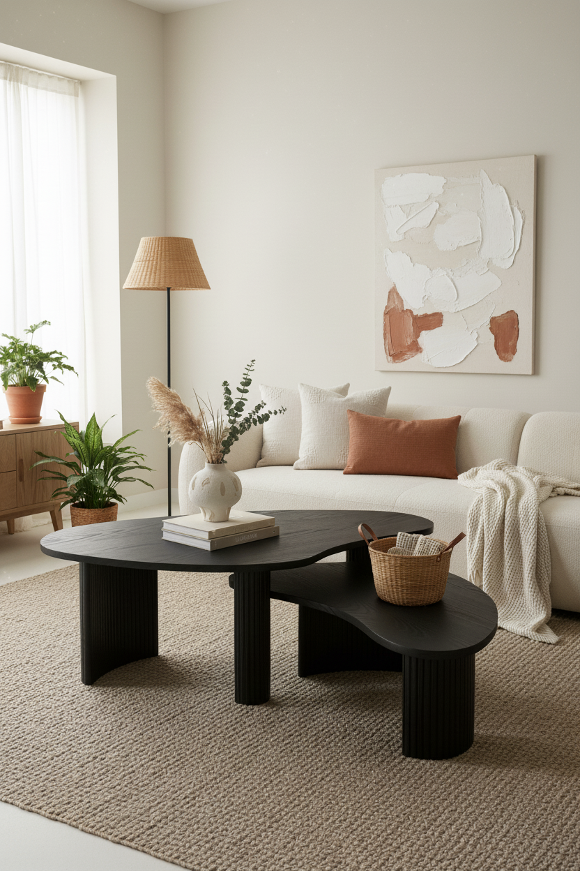 ALAIN NATURAL OAK COFFEE TABLE IN BLACK